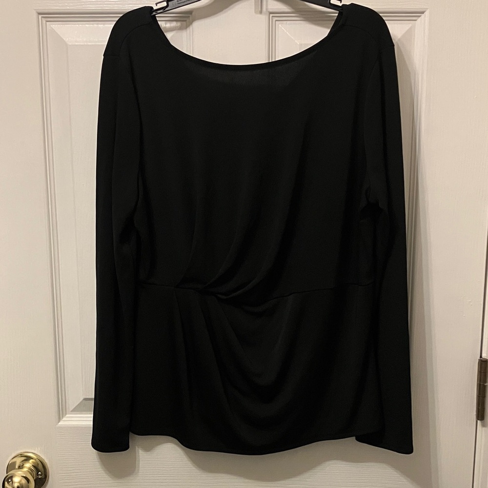 Excellent like new condition -  Alfani Black Long-Sleeve Draped Front Top